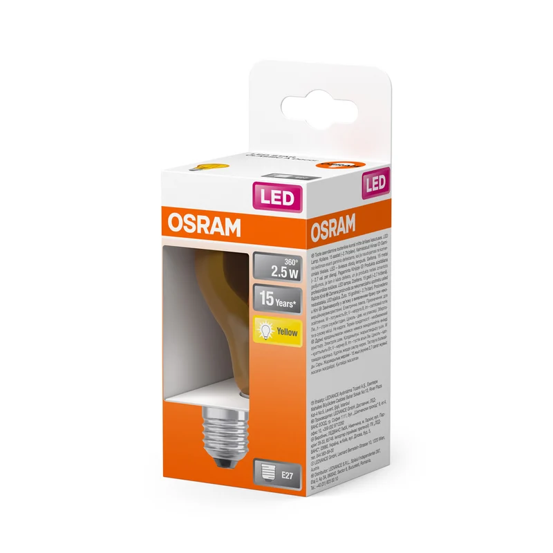 OSRAM LED Lampe LED STAR DÉCOR CLASSIC A 2.5W 622 Yellow E27, 235 lm, 2200 K, Gelb