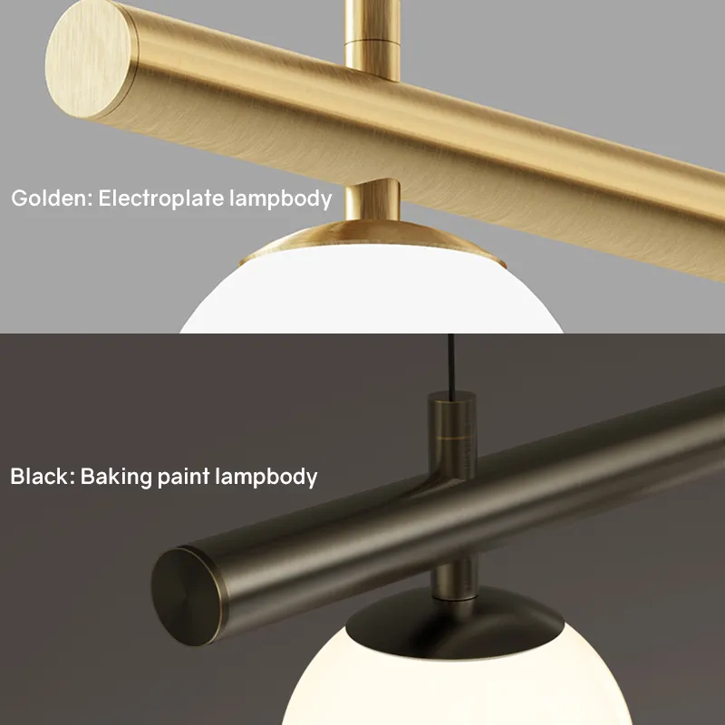 Euston Minimalist Hanging Lamp By Euroselle Brass And Black With Frosted Globes