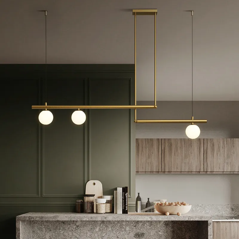 Euston Minimalist Hanging Lamp By Euroselle Brass And Black With Frosted Globes