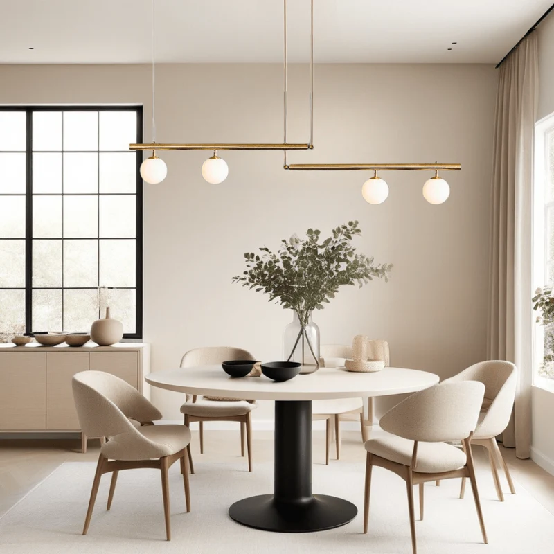 Euston Minimalist Hanging Lamp By Euroselle Brass And Black With Frosted Globes