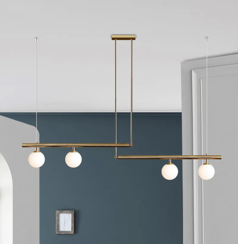 Euston Minimalist Hanging Lamp By Euroselle Brass And Black With Frosted Globes