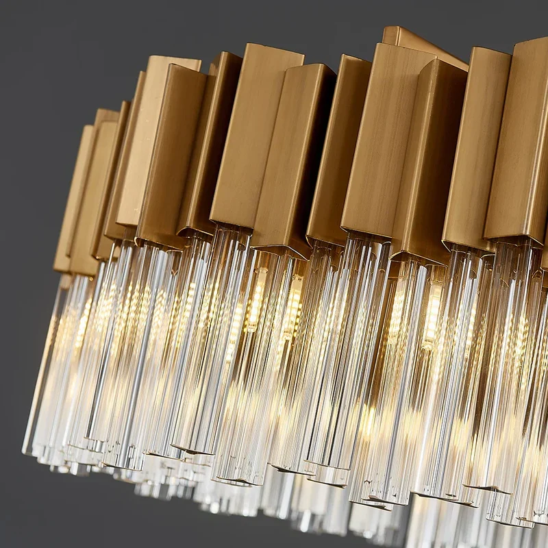 Marianne Chandelier By Euroselle Modern Oval Brushed Gold Crystal Chandelier