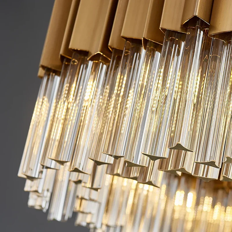 Marianne Chandelier By Euroselle Modern Oval Brushed Gold Crystal Chandelier
