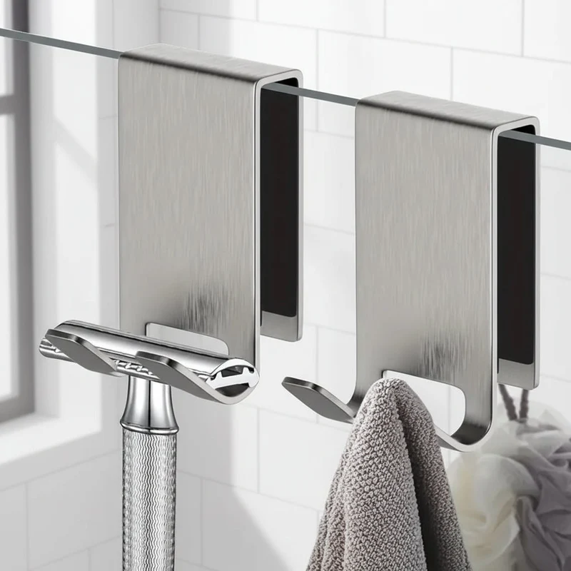 Euroselle Stainless Shower Hooks for Frameless Glass Doors