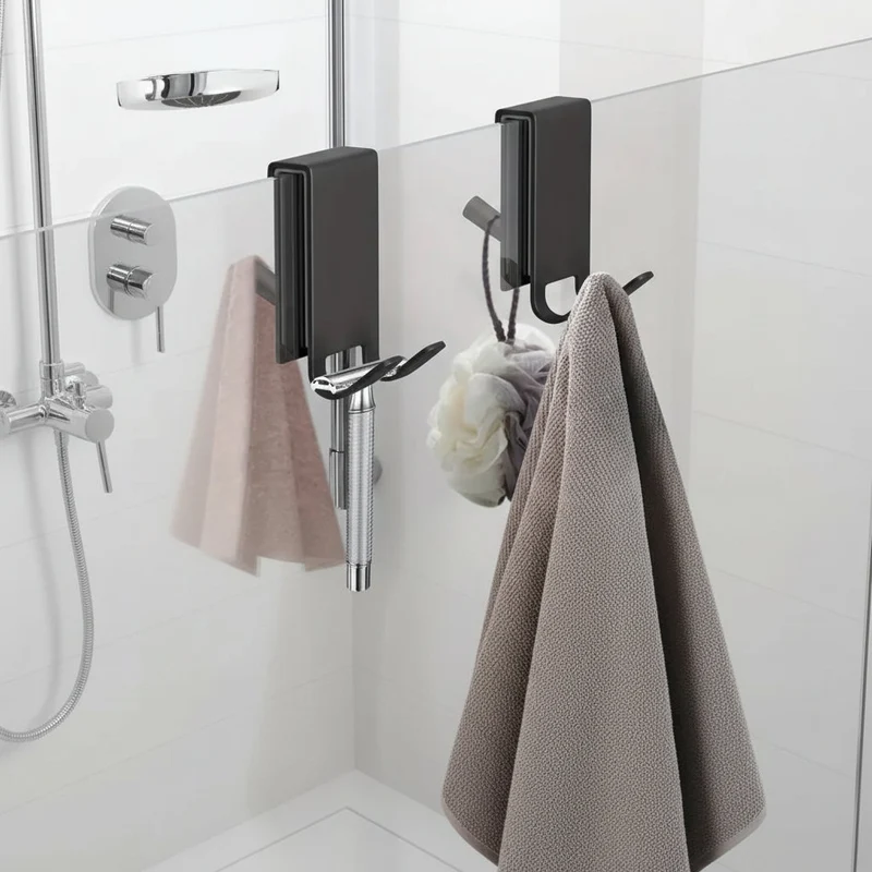 Euroselle Stainless Shower Hooks for Frameless Glass Doors