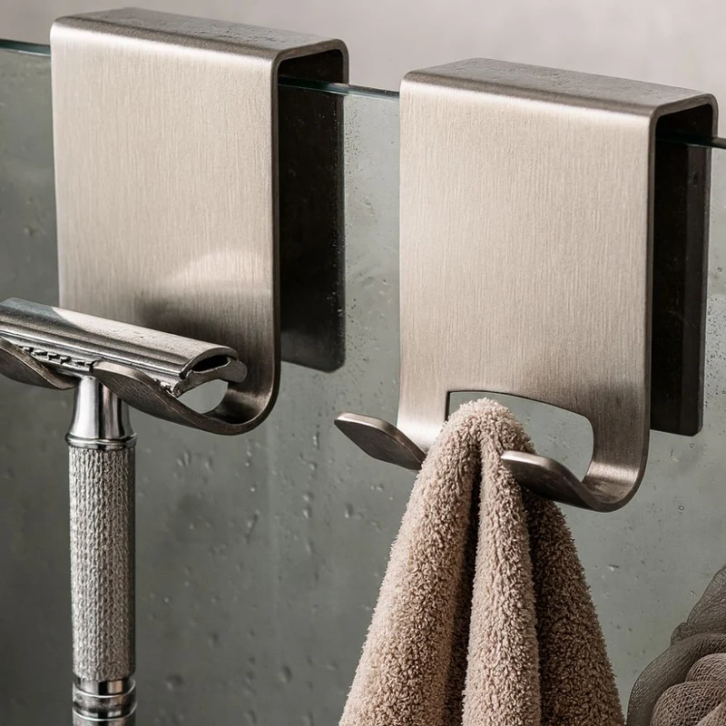 Euroselle Stainless Shower Hooks for Frameless Glass Doors