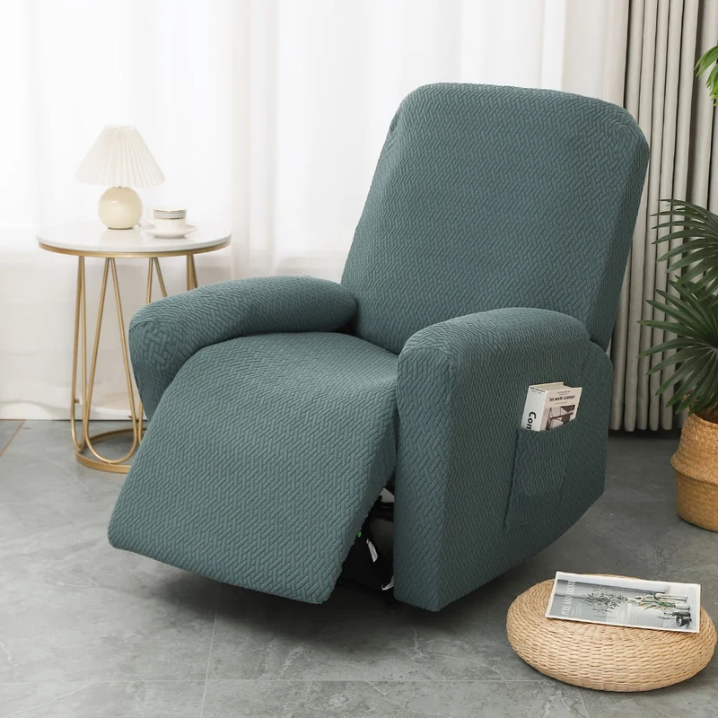 Euroselle Fitted Recliner Chair Cover With Side Pocket