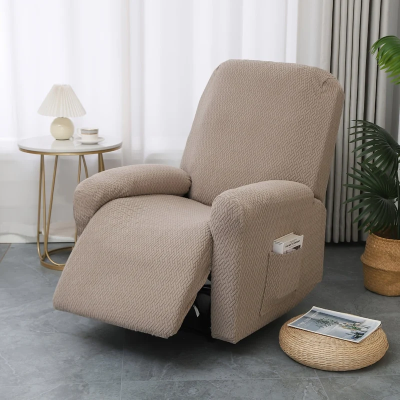 Euroselle Fitted Recliner Chair Cover With Side Pocket