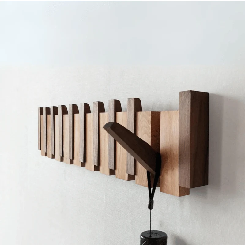 Euroselle Elegant Beech and Walnut Wooden Coat Rack Stand