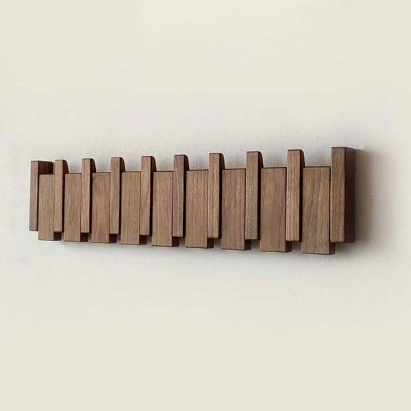 Euroselle Elegant Beech and Walnut Wooden Coat Rack Stand