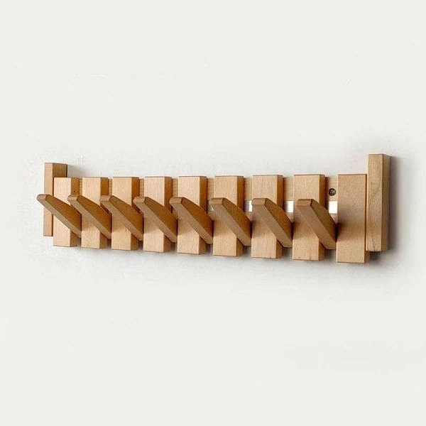 Euroselle Elegant Beech and Walnut Wooden Coat Rack Stand