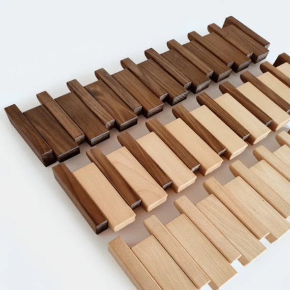 Euroselle Elegant Beech and Walnut Wooden Coat Rack Stand