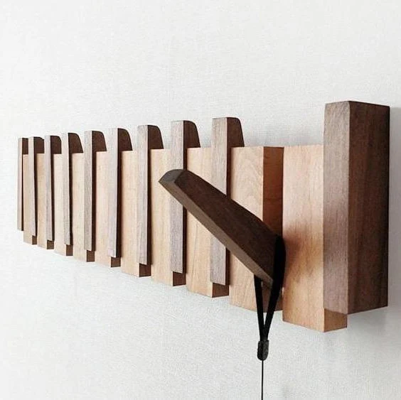 Euroselle Elegant Beech and Walnut Wooden Coat Rack Stand