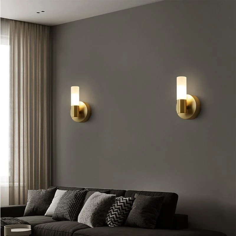 Aurelin Modern Gold LED Wall Sconce With Frosted Glass Euroselle