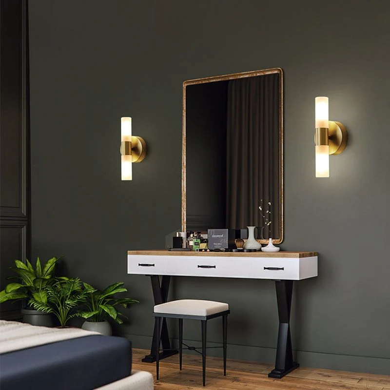 Aurelin Modern Gold LED Wall Sconce With Frosted Glass Euroselle