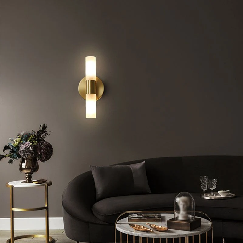 Aurelin Modern Gold LED Wall Sconce With Frosted Glass Euroselle