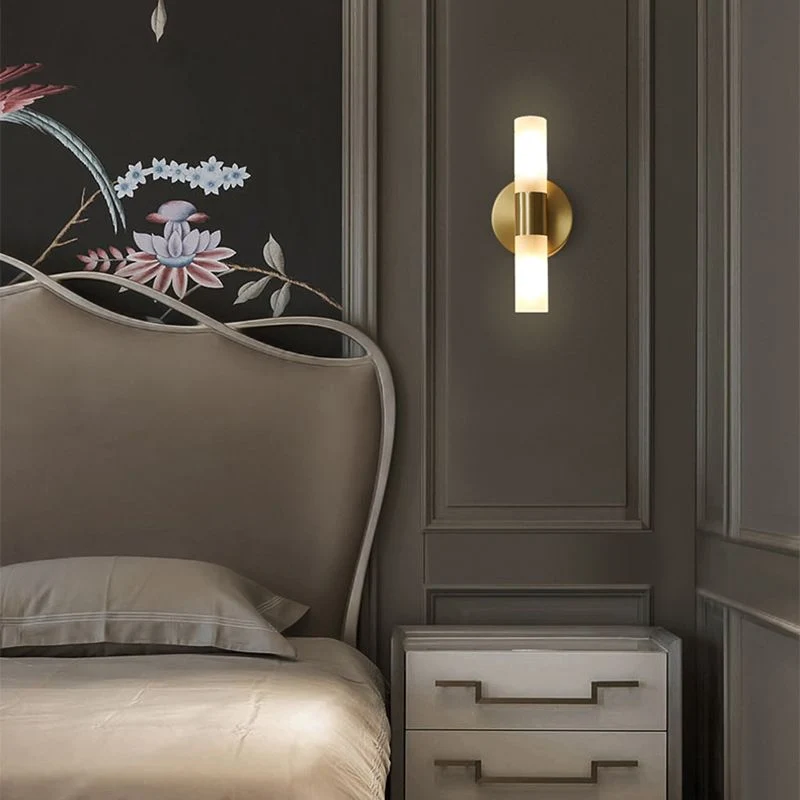 Aurelin Modern Gold LED Wall Sconce With Frosted Glass Euroselle