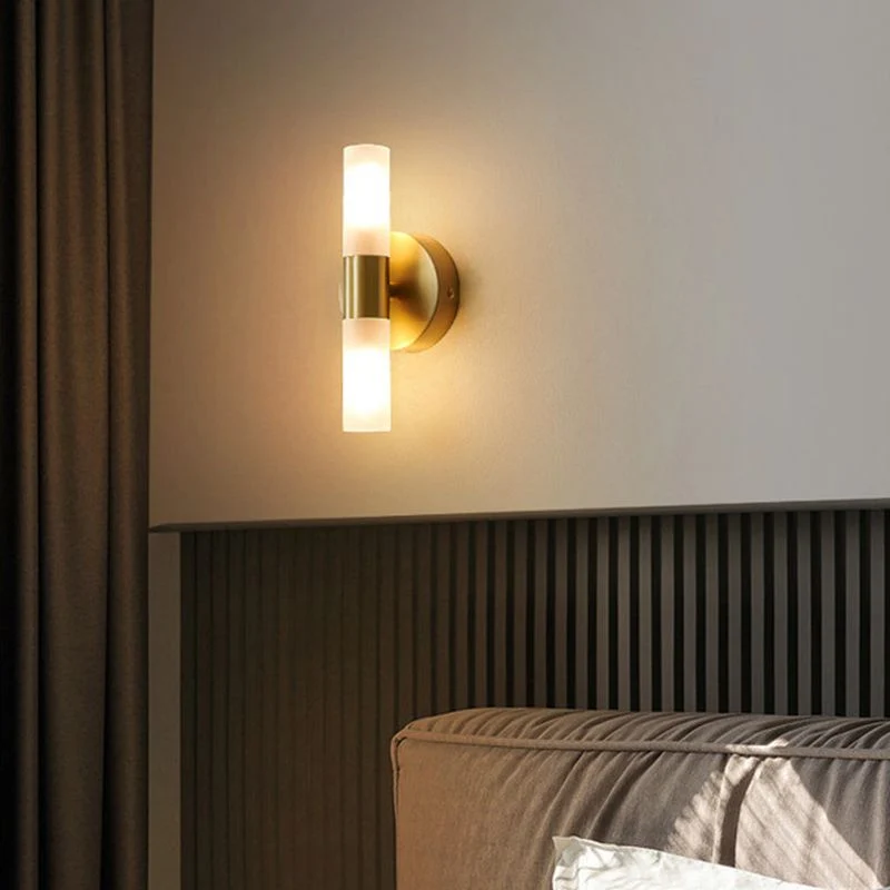 Aurelin Modern Gold LED Wall Sconce With Frosted Glass Euroselle