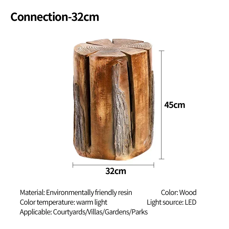 Vrimlo Outdoor Wooden Stump Light By Euroselle Vrimlo