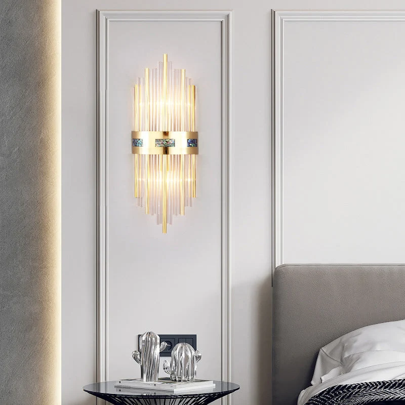 Marvelle Luxury Gold Vertical Wall Sconce With Crystal Rods Euroselle