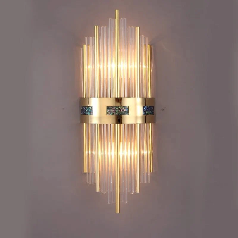 Marvelle Luxury Gold Vertical Wall Sconce With Crystal Rods Euroselle
