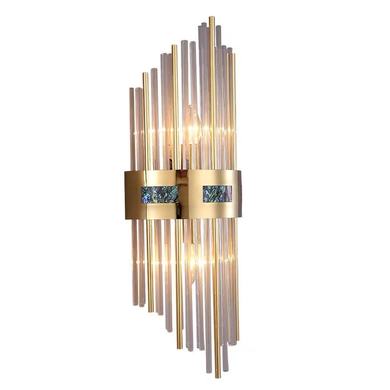 Marvelle Luxury Gold Vertical Wall Sconce With Crystal Rods Euroselle
