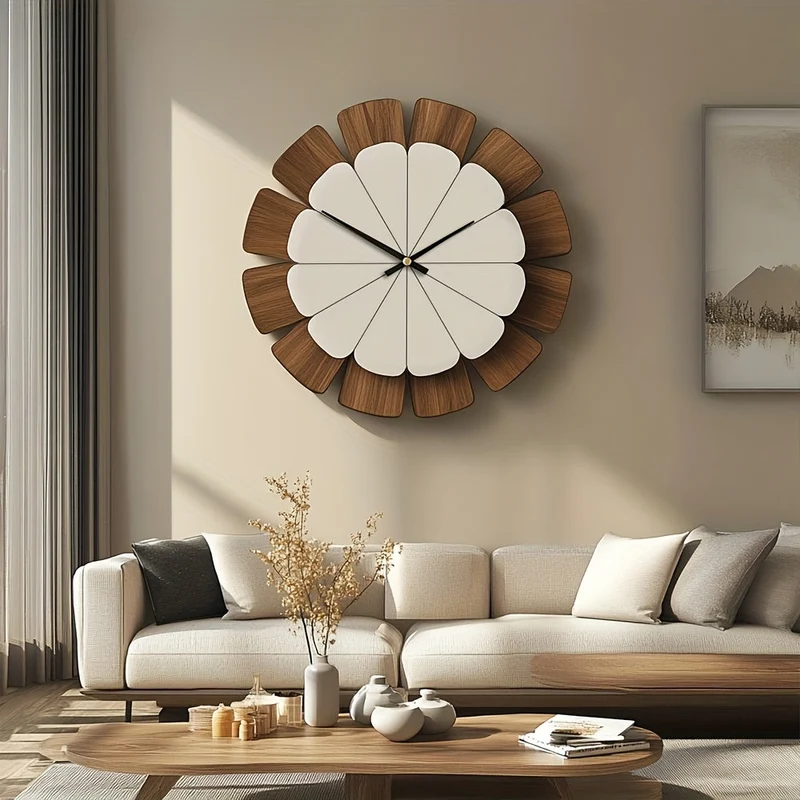 Euroselle Decorative Silent Wooden Wall Clock For Quiet Home Decor