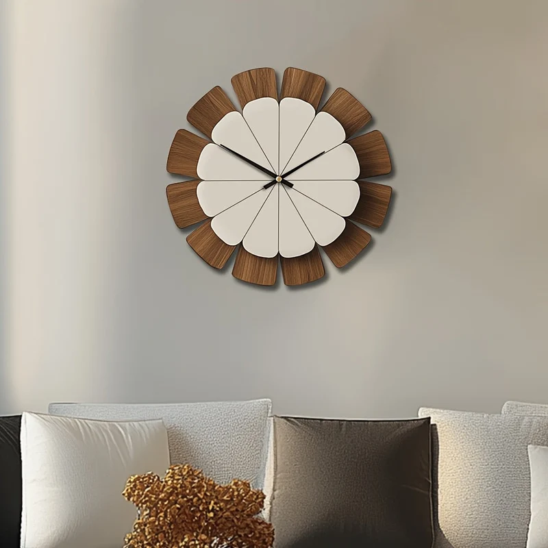 Euroselle Decorative Silent Wooden Wall Clock For Quiet Home Decor