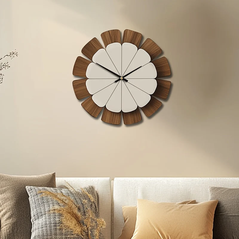 Euroselle Decorative Silent Wooden Wall Clock For Quiet Home Decor