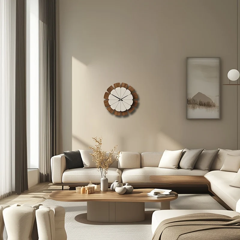 Euroselle Decorative Silent Wooden Wall Clock For Quiet Home Decor