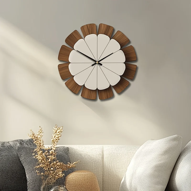 Euroselle Decorative Silent Wooden Wall Clock For Quiet Home Decor
