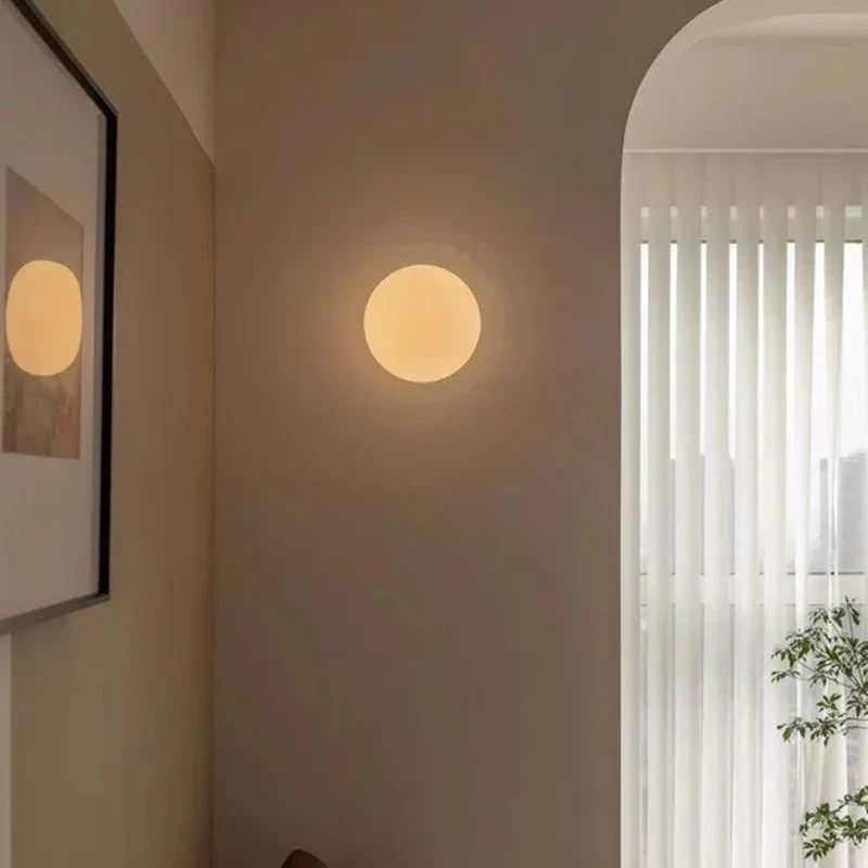 CircaGlow Modern White Milk-Glass Circular Wall Light By Euroselle