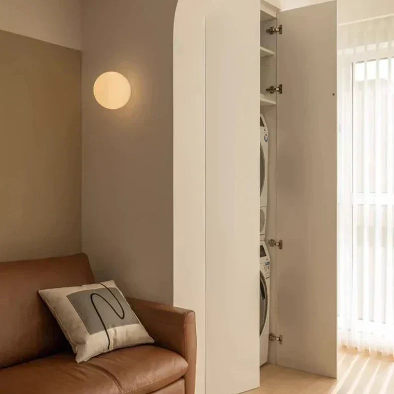 CircaGlow Modern White Milk-Glass Circular Wall Light By Euroselle