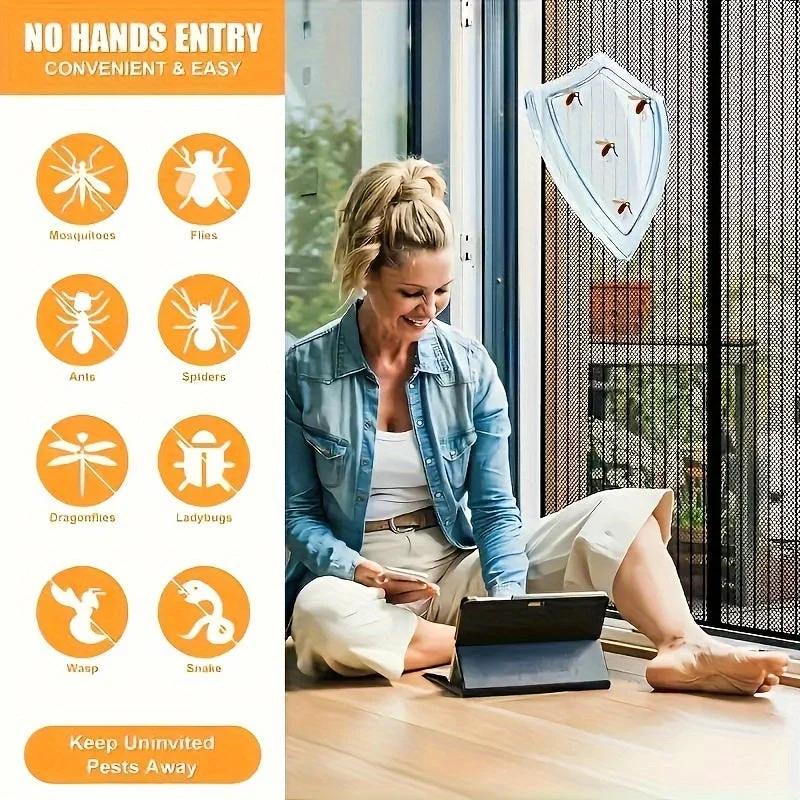 Euroselle Magnetic Closure Door Screen Curtain Mosquito Mesh