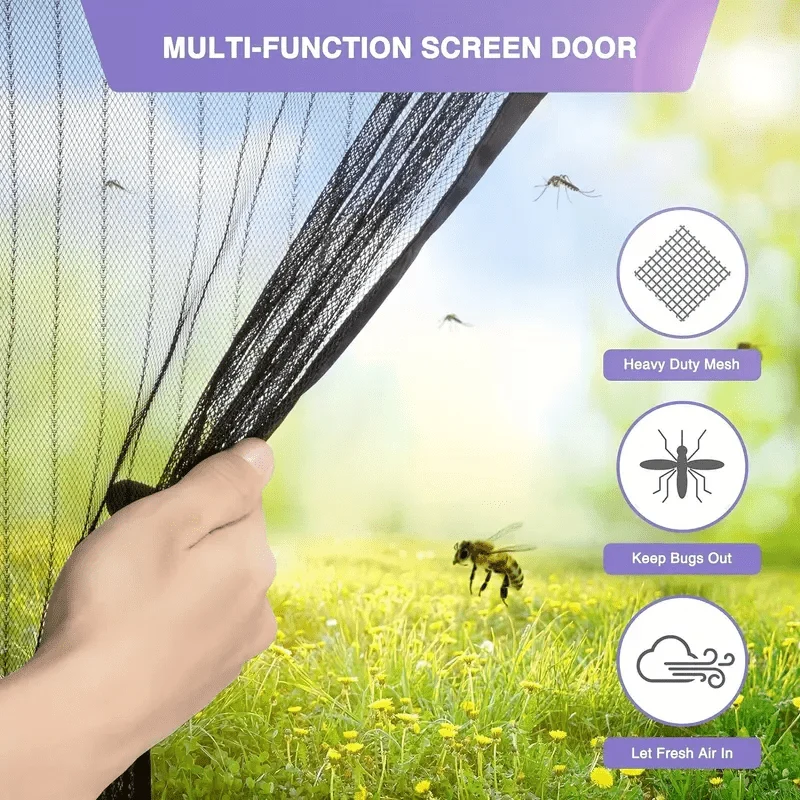 Euroselle Magnetic Closure Door Screen Curtain Mosquito Mesh