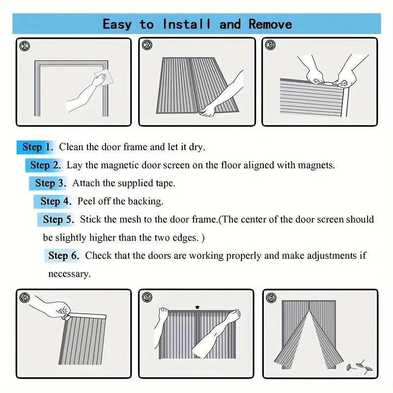 Euroselle Magnetic Closure Door Screen Curtain Mosquito Mesh