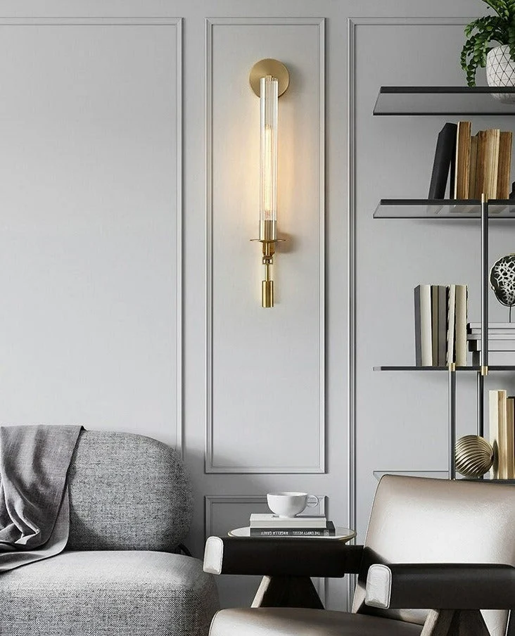 Sarika Modern Fluted Glass Wall Sconce By Euroselle