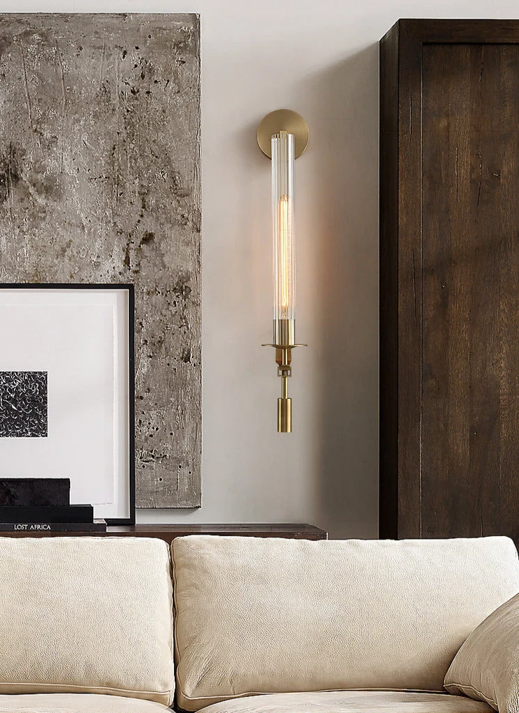 Sarika Modern Fluted Glass Wall Sconce By Euroselle