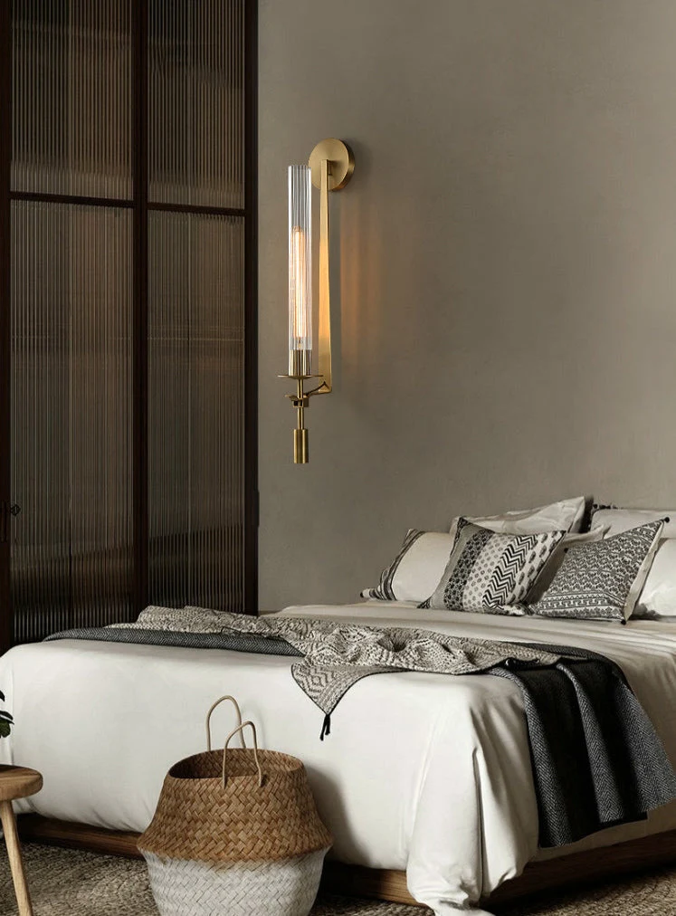 Sarika Modern Fluted Glass Wall Sconce By Euroselle