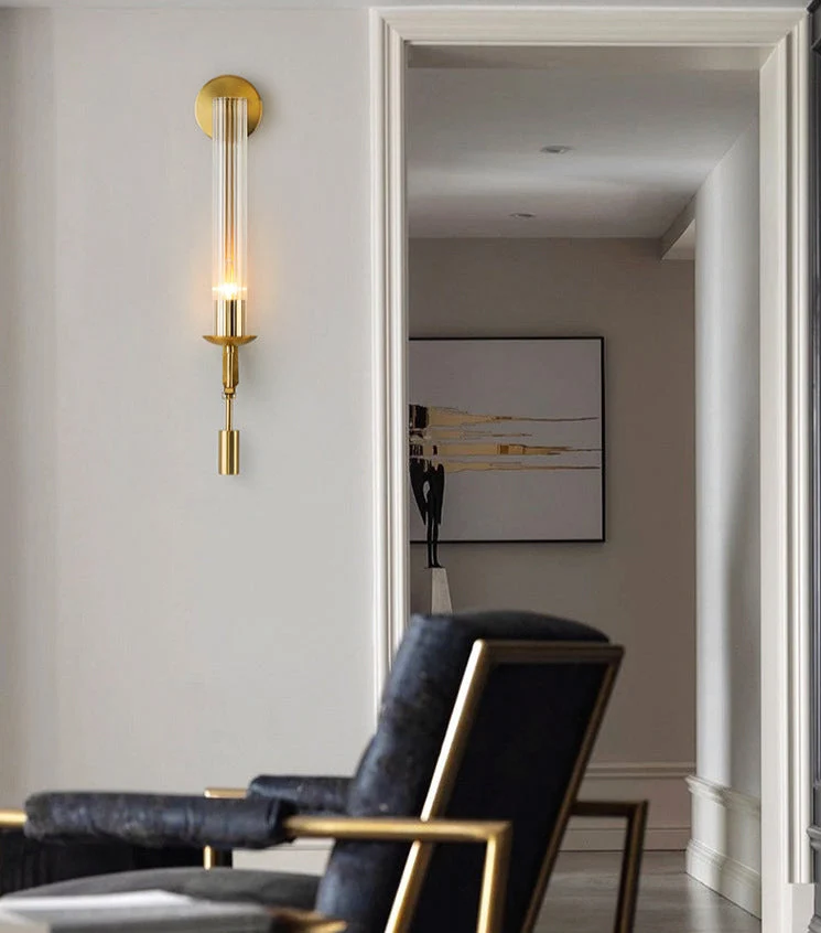 Sarika Modern Fluted Glass Wall Sconce By Euroselle