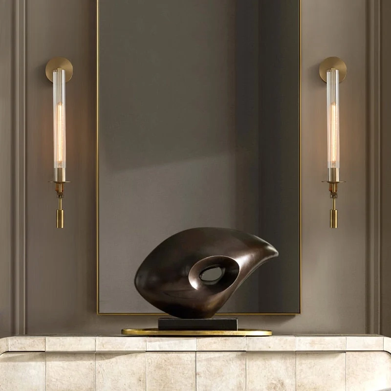 Sarika Modern Fluted Glass Wall Sconce By Euroselle