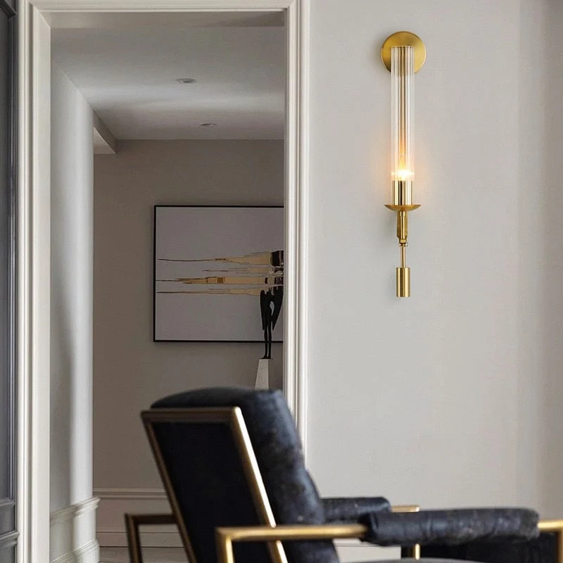Sarika Modern Fluted Glass Wall Sconce By Euroselle