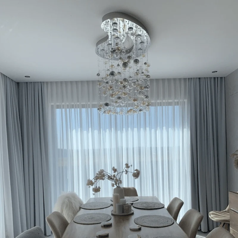 Marci Crystal Chandelier By Euroselle With Teardrop Stainless Steel Mirror Finish