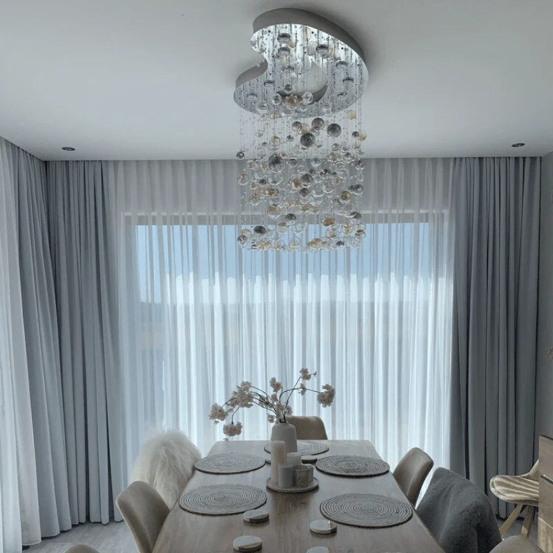 Marci Crystal Chandelier By Euroselle With Teardrop Stainless Steel Mirror Finish