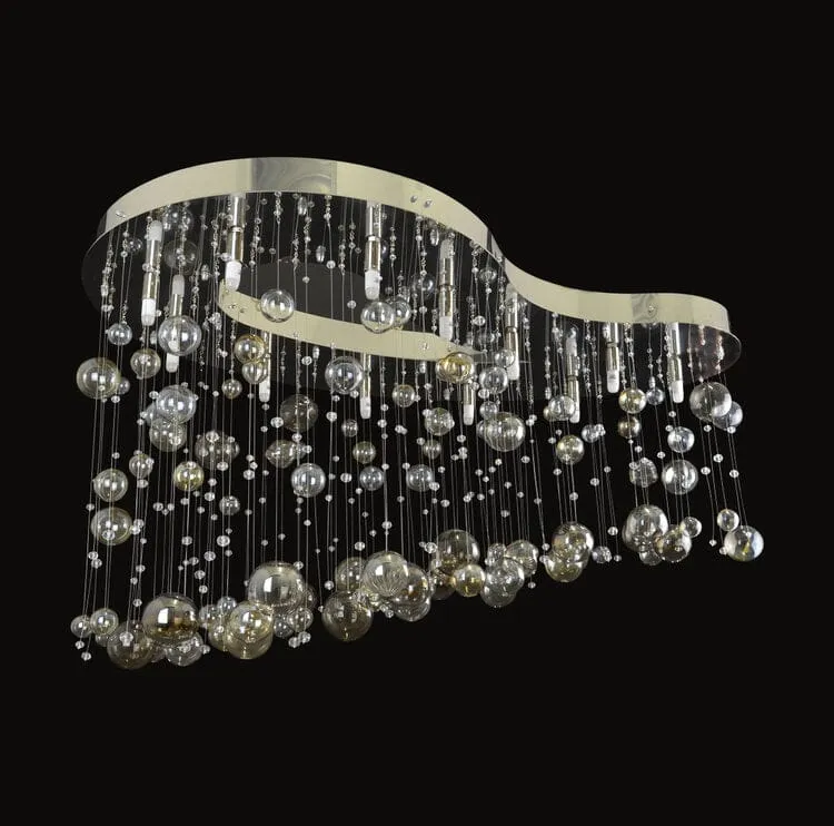 Marci Crystal Chandelier By Euroselle With Teardrop Stainless Steel Mirror Finish