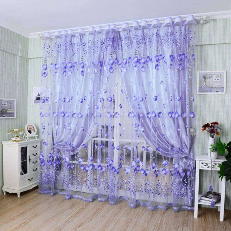 Euroselle Lightweight Sheer Tulle Drapes for Kids Room and Modern Living