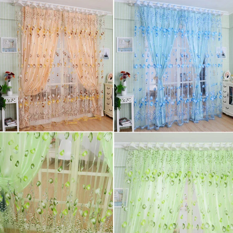 Euroselle Lightweight Sheer Tulle Drapes for Kids Room and Modern Living
