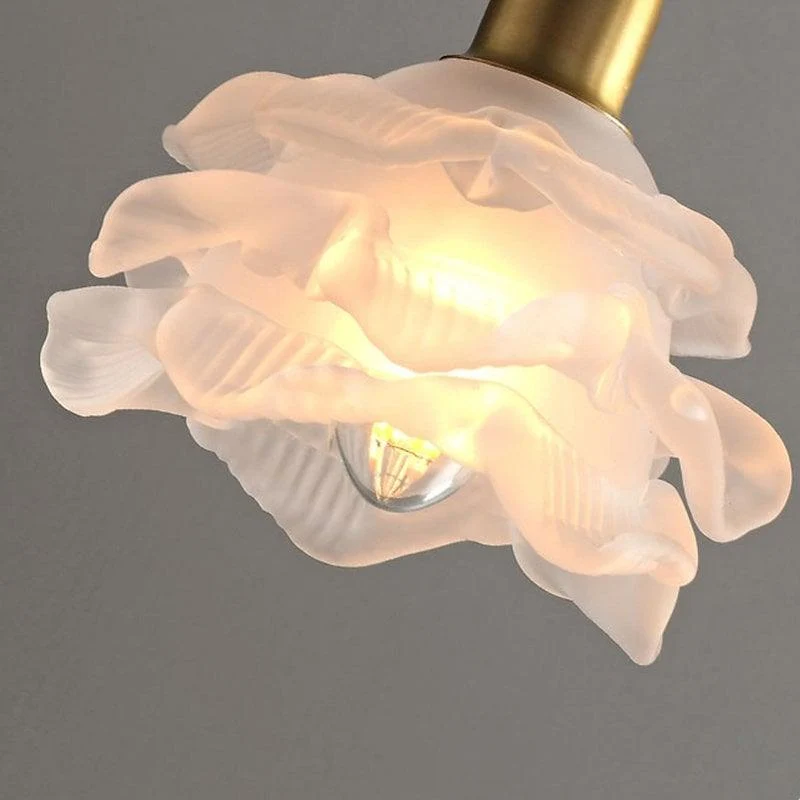 Euroselle Layered Glass Flower Wall Light With Wood Lamp Fixture, Bulb Included