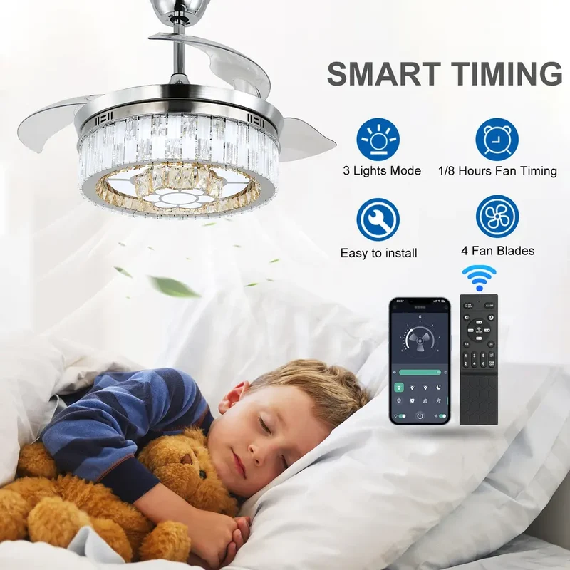 Marcella Ceiling Fan by Euroselle With LED Lights and Changeable 3 Blades