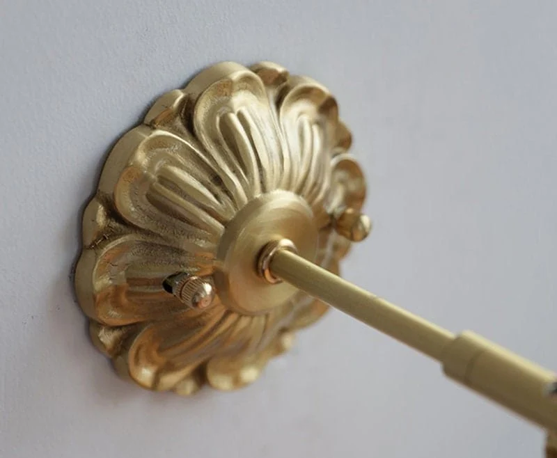 Ribbed Ceramic Ball Wall Light In Brushed Brass With Carved Flower Fixture Bulb Included Euroselle
